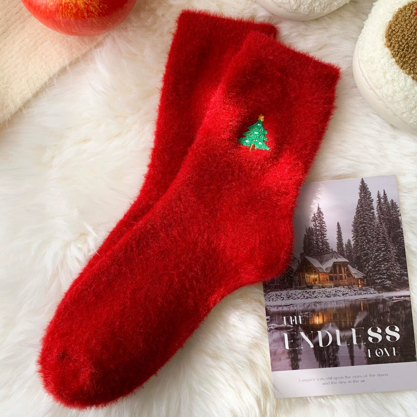 (5 TANE RENKLI 11.96$) Pairs Women'S Xmas Socks Winter Fleece Thermal Mid-Calf Embroidery Snowman Santa Claus Christmas Gift Socks