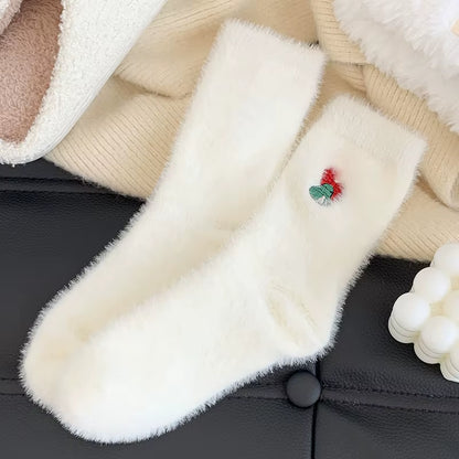 White Mink Fur Winter Socks