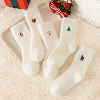 White Mink Fur Winter Socks