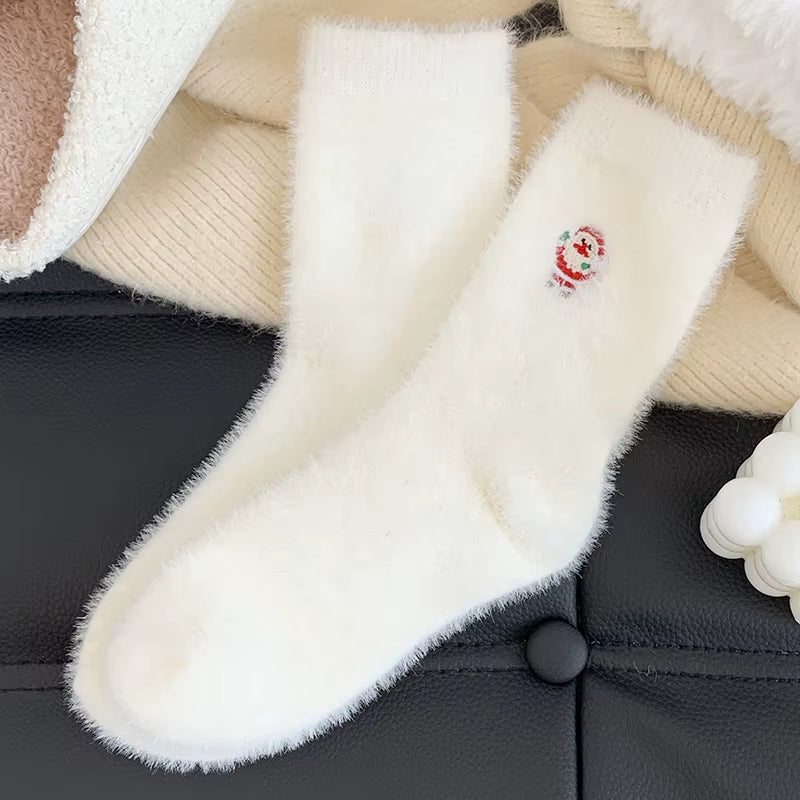White Mink Fur Winter Socks