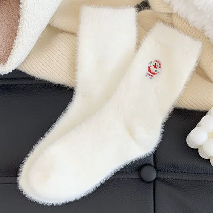 White Mink Fur Winter Socks