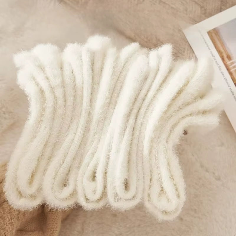 White Mink Fur Winter Socks