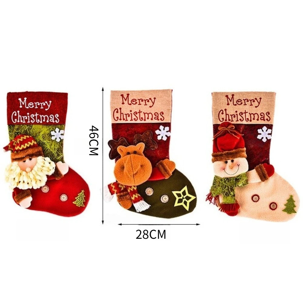 Santa Claus Christmas Socks Ornaments Stockings Storage Bags