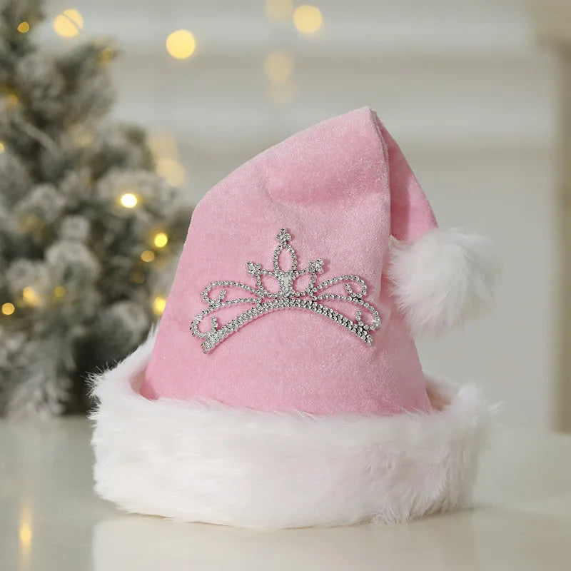 New Pink Crown Christmas Hat 