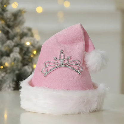 New Pink Crown Christmas Hat 