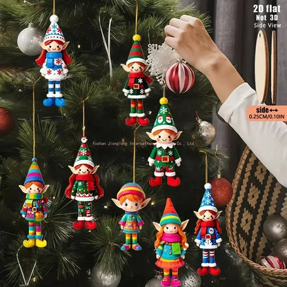 8-Piece Wooden Christmas Elf Decorations Set