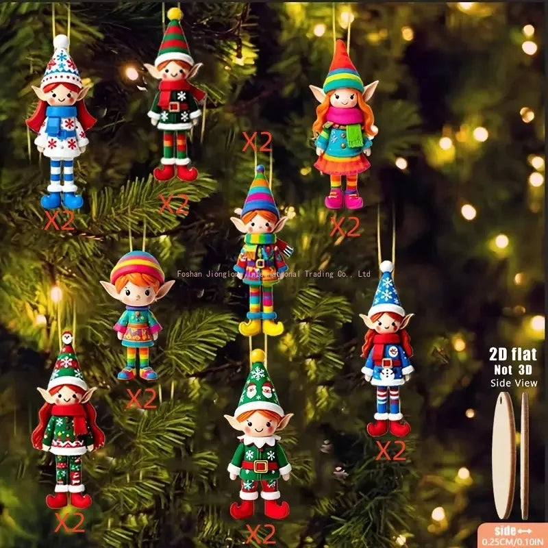 8-Piece Wooden Christmas Elf Decorations Set
