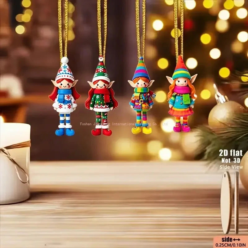 8-Piece Wooden Christmas Elf Decorations Set