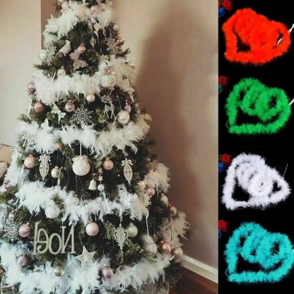 Christmas Tree White Feather Boa Strip 