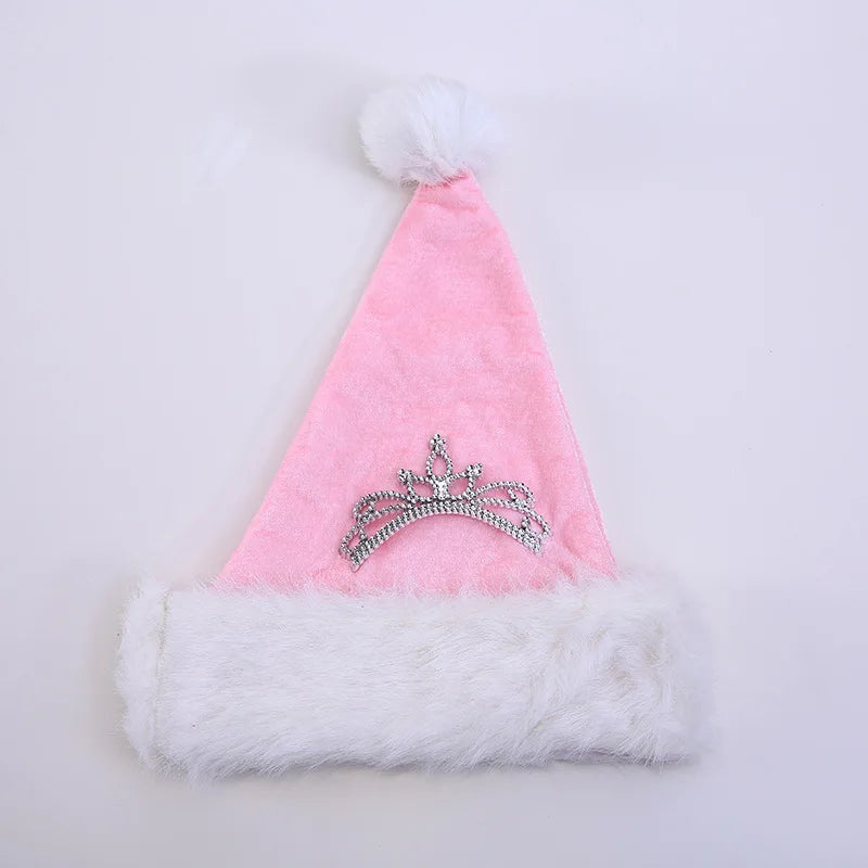New Pink Crown Christmas Hat 