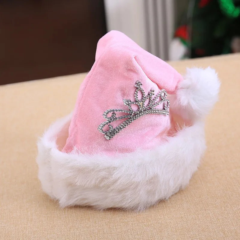 New Pink Crown Christmas Hat 