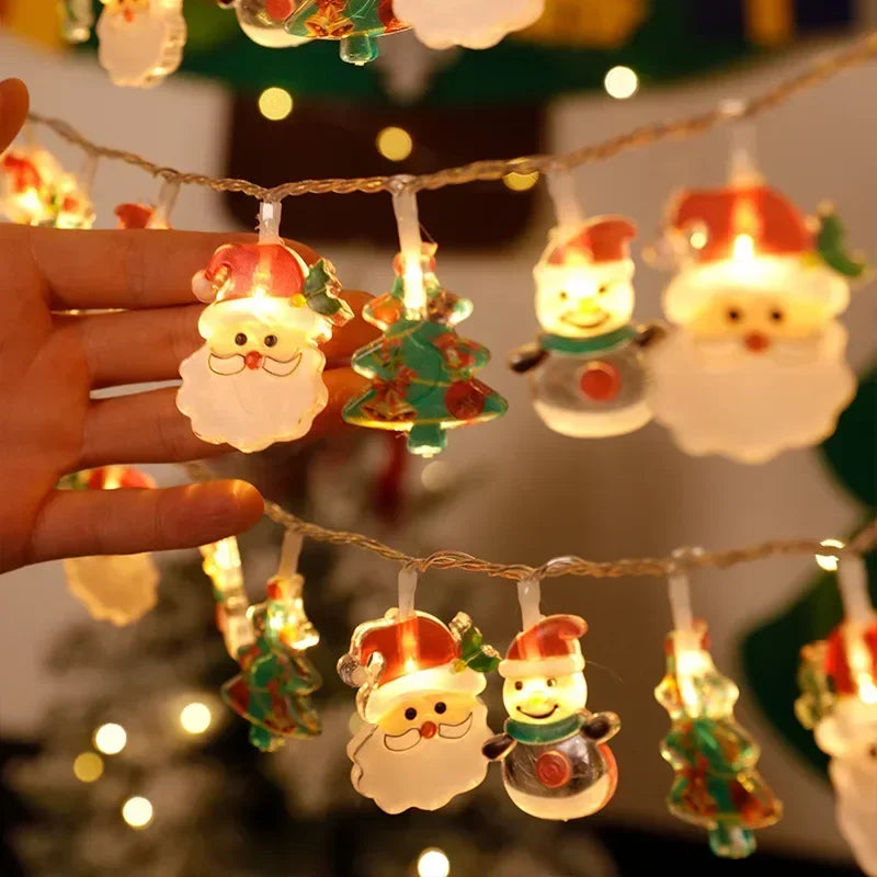 Christmas Lights String Santa Claus Snowman 
