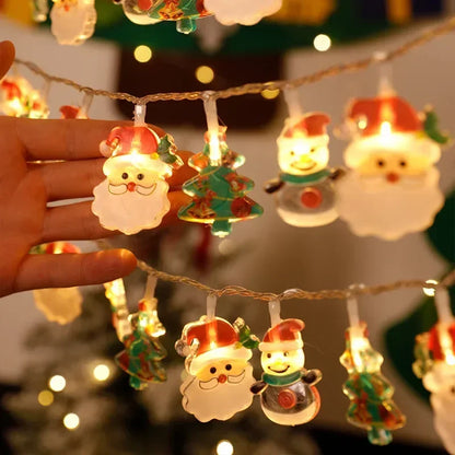 Christmas Lights String Santa Claus Snowman 