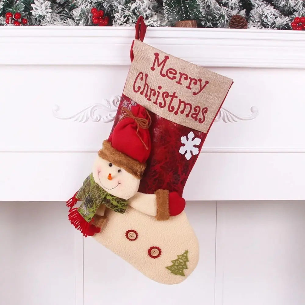 Santa Claus Christmas Socks Ornaments Stockings Storage Bags