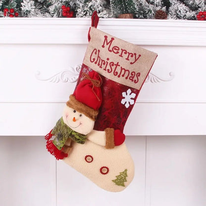 Santa Claus Christmas Socks Ornaments Stockings Storage Bags