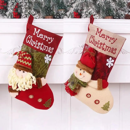 Santa Claus Christmas Socks Ornaments Stockings Storage Bags