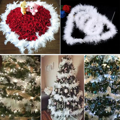 Christmas Tree White Feather Boa Strip 