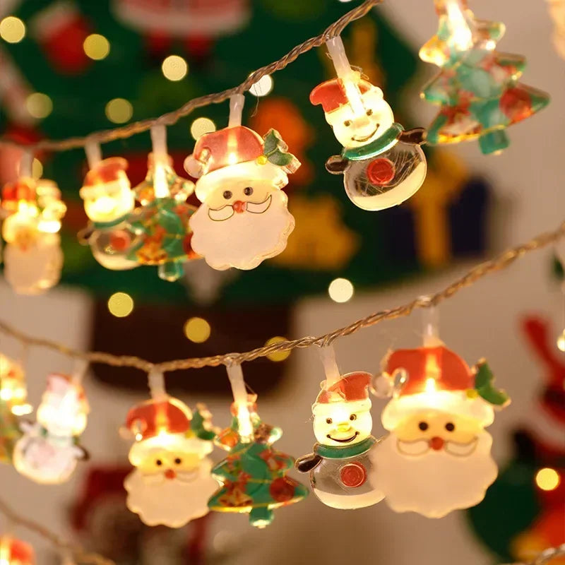 Christmas Lights String Santa Claus Snowman 