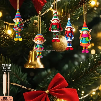 8-Piece Wooden Christmas Elf Decorations Set