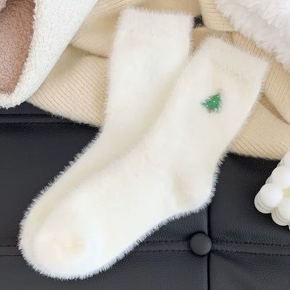 White Mink Fur Winter Socks
