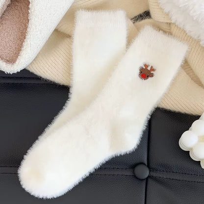 White Mink Fur Winter Socks